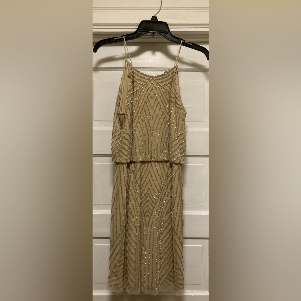 Aidan Mattox short nude sparkle dress